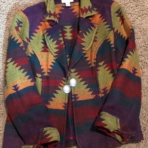 Native print jacket.